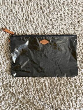MZ Wallace Black Toiletry Pouch with Brown Leather Accents